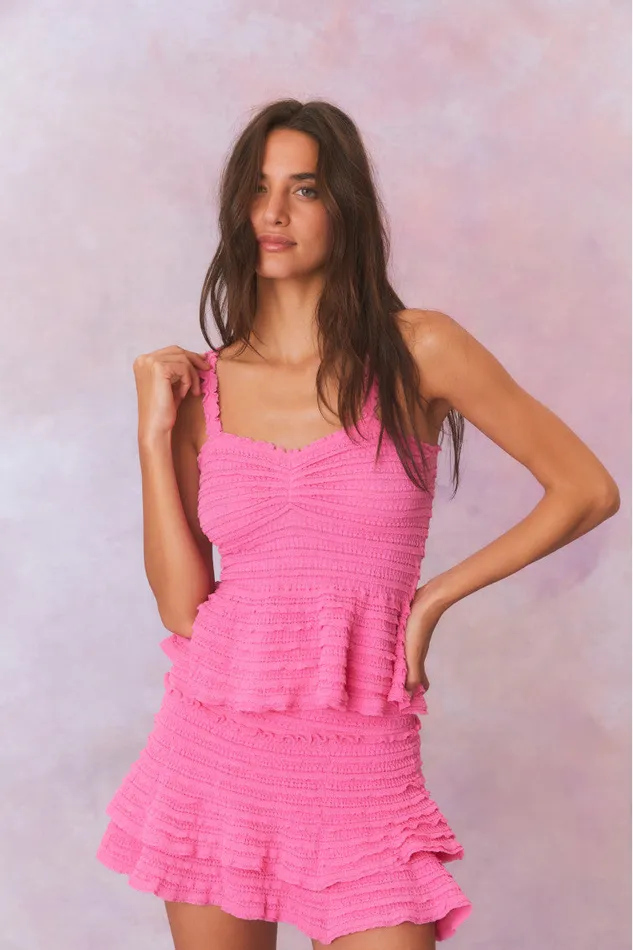 Tops Women LoveShackFancy Azami Cotton Gauze Peplum Cami Top Lovestruck Pink