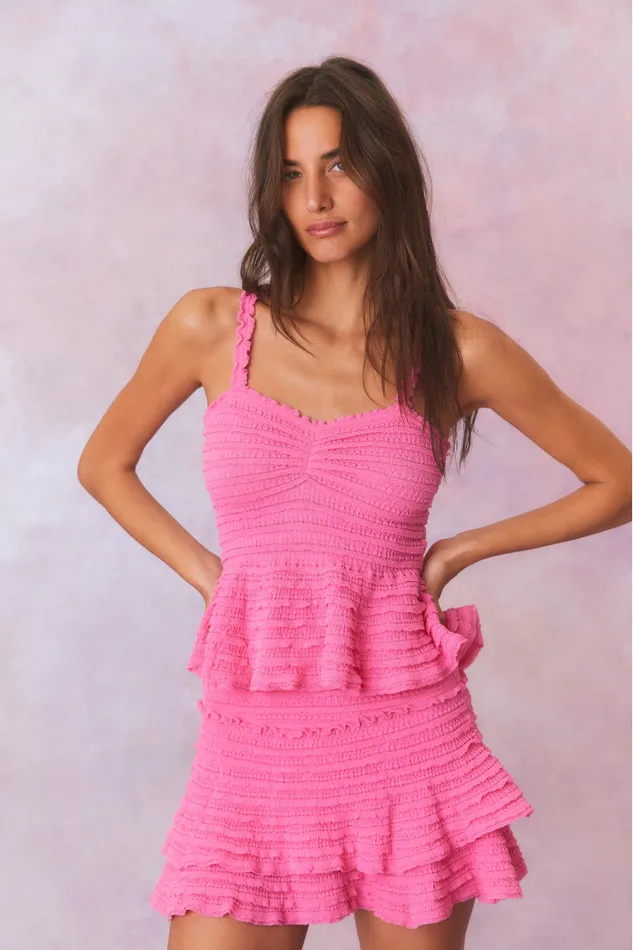 Tops Women LoveShackFancy Azami Cotton Gauze Peplum Cami Top Lovestruck Pink
