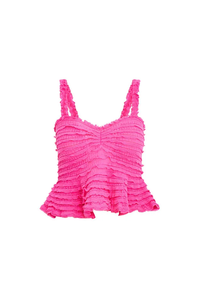 Tops Women LoveShackFancy Azami Cotton Gauze Peplum Cami Top Lovestruck Pink