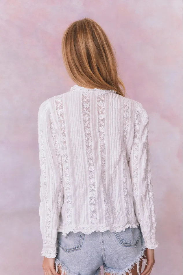Tops Women LoveShackFancy Jacque Cotton Blouse Top True White