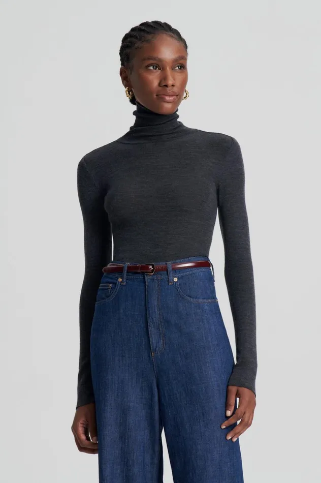 Tops Women Scanlan Theodore BABYWOOL POLO Charcoal All Tops Women Scanlan Theodore BABYWOOL POLO Charcoal All