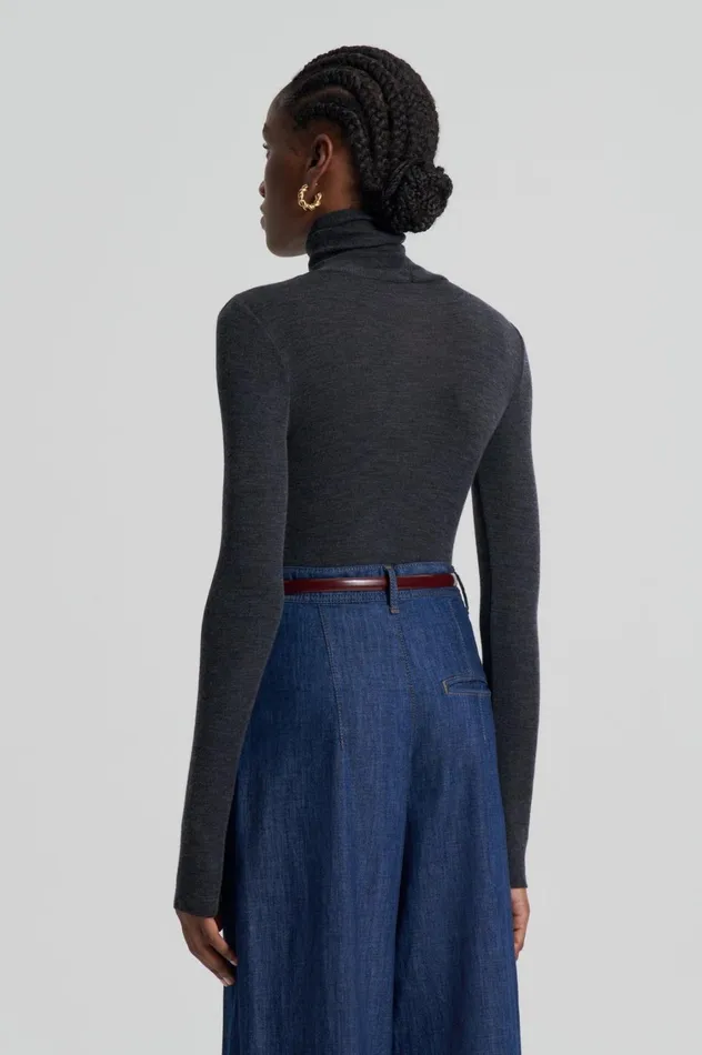 Tops Women Scanlan Theodore BABYWOOL POLO Charcoal All Tops Women Scanlan Theodore BABYWOOL POLO Charcoal All