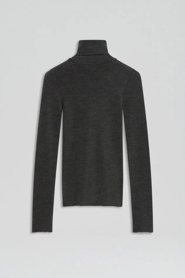 Tops Women Scanlan Theodore BABYWOOL POLO Charcoal All Tops Women Scanlan Theodore BABYWOOL POLO Charcoal All