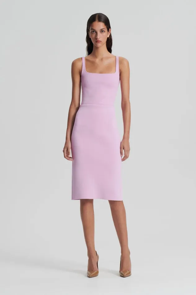 Tops Women Scanlan Theodore CREPE KNIT SQUARE CAMISOLE Mauve