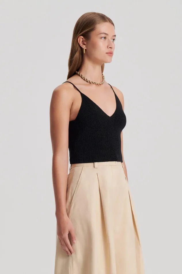 Tops Women Scanlan Theodore METALLIC KNIT CAMISOLE Black Tops Women Scanlan Theodore METALLIC KNIT CAMISOLE Black