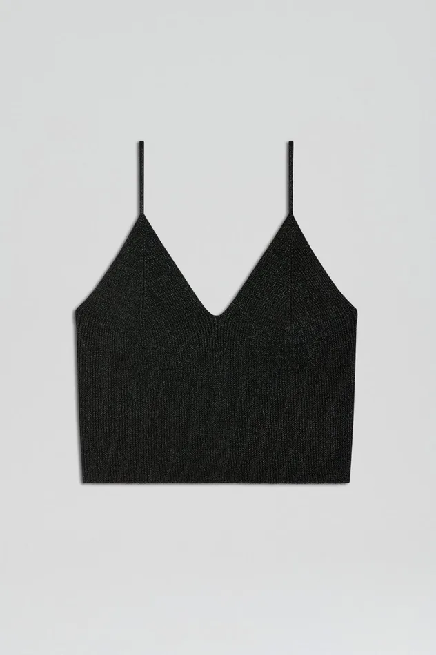 Tops Women Scanlan Theodore METALLIC KNIT CAMISOLE Black Tops Women Scanlan Theodore METALLIC KNIT CAMISOLE Black