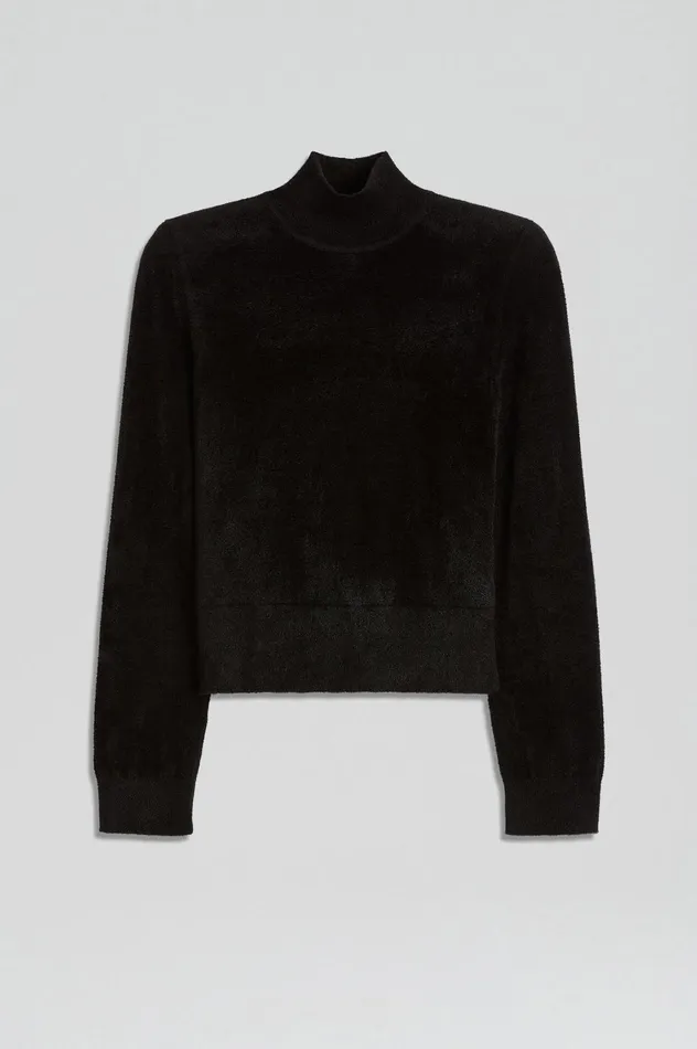 Tops Women Scanlan Theodore VELVET SHOULDER PAD SWEATER Black Tops Women Scanlan Theodore VELVET SHOULDER PAD SWEATER Black