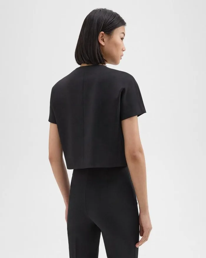 Tops Women Theory DoubleBreasted Crop Top In Crepe Black Tops Women Theory DoubleBreasted Crop Top In Crepe Black