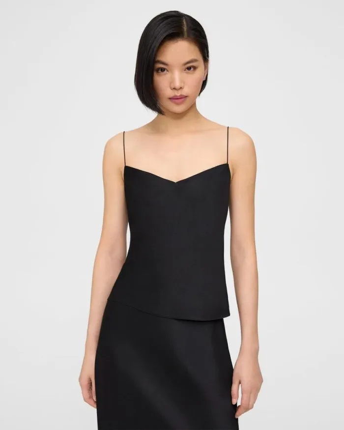 Tops Women Theory Draped Camisole In Satin Black