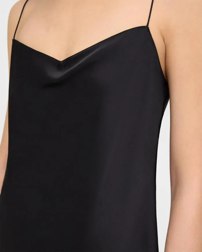 Tops Women Theory Draped Camisole In Satin Black Tops Women Theory Draped Camisole In Satin Black