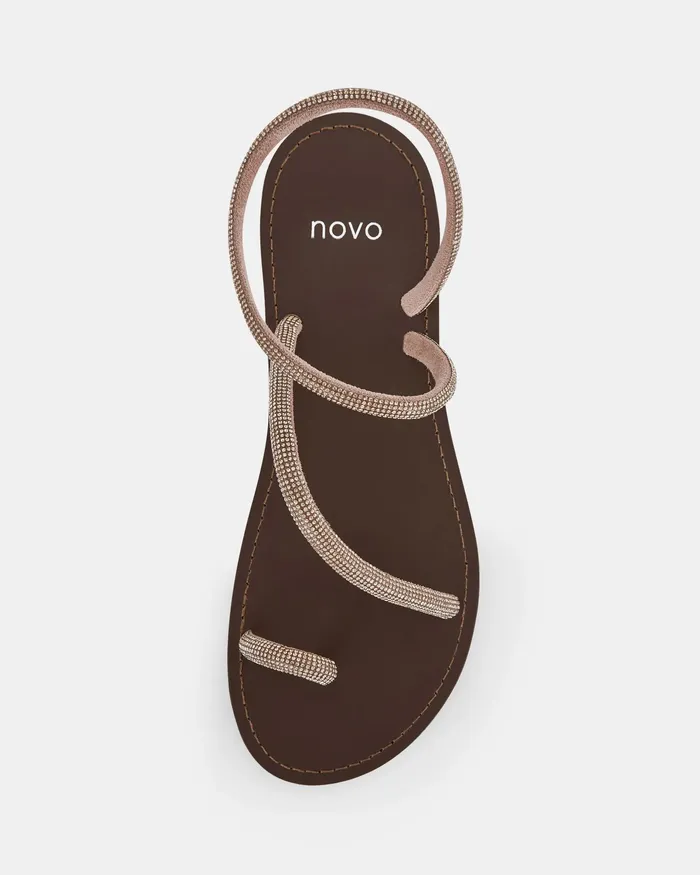 TOWNES ROSE GOLD Flat Sandals Women Flat Sandals NOVO Shoes