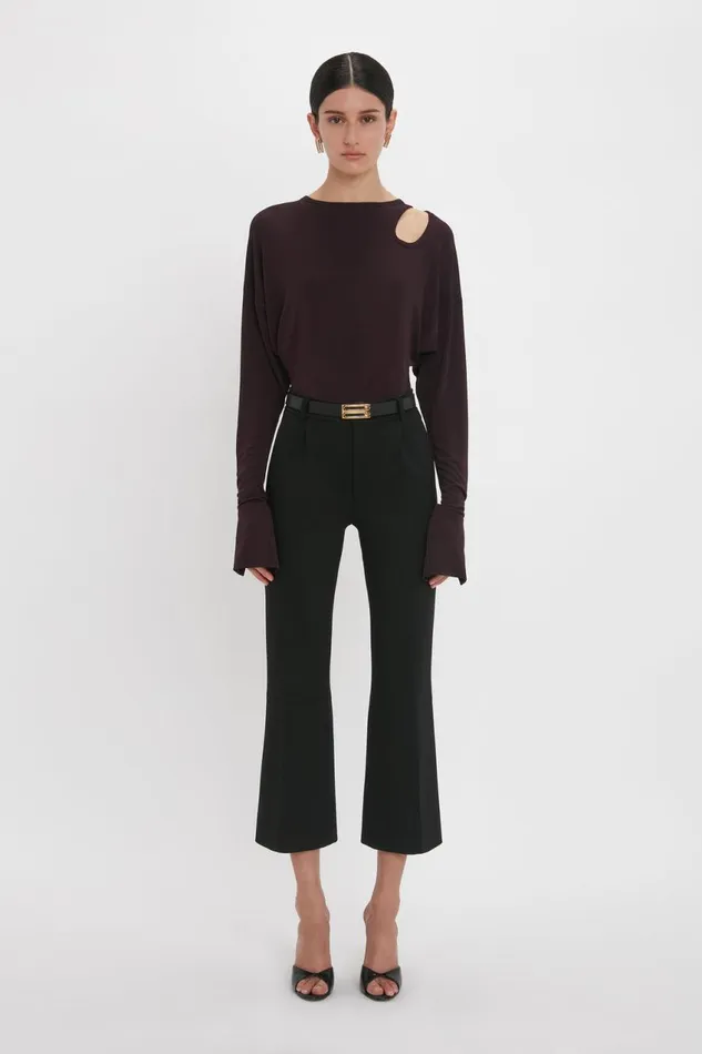 Trousers and Shorts Women Victoria Beckham Cropped Kick Trouser In Black