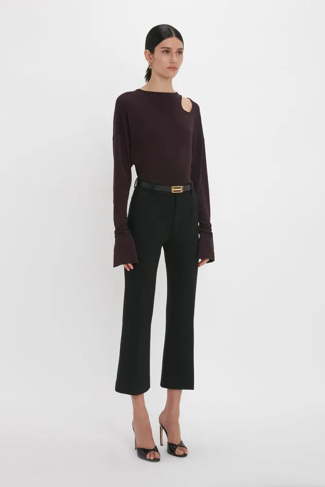 Trousers and Shorts Women Victoria Beckham Cropped Kick Trouser In Black