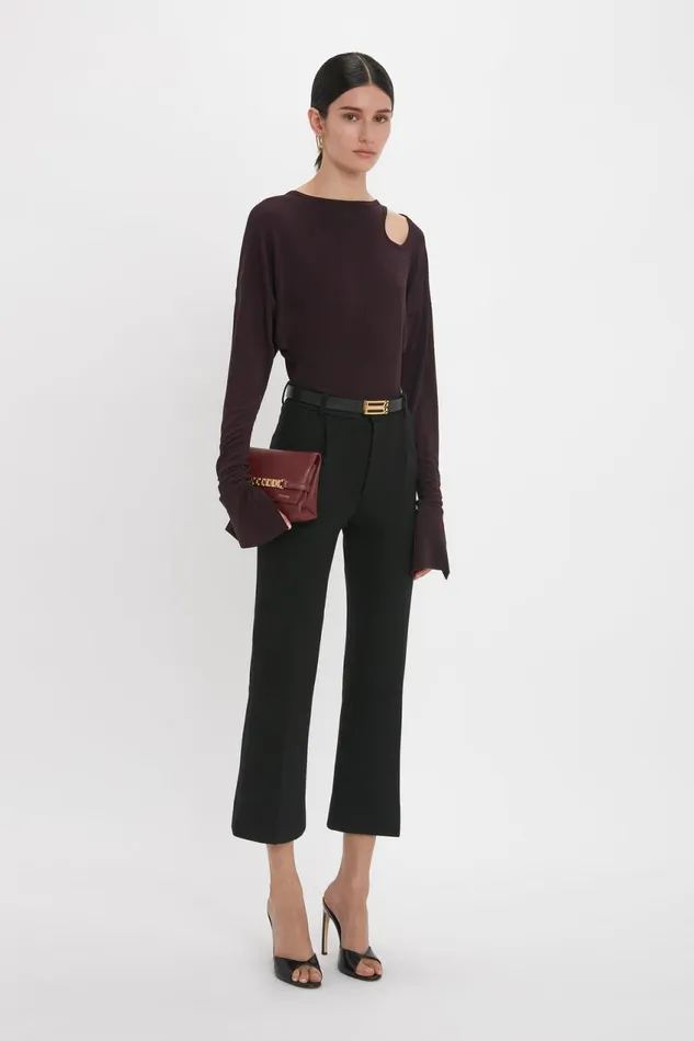 Trousers and Shorts Women Victoria Beckham Cropped Kick Trouser In Black