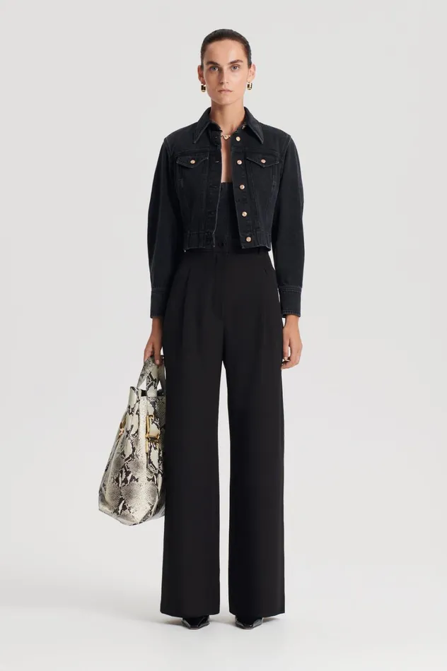Trousers Women Scanlan Theodore PLEAT DRAPE LEG TROUSER Black