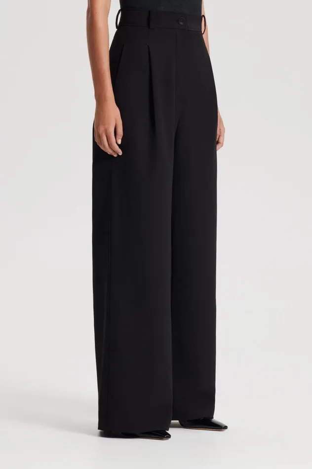Trousers Women Scanlan Theodore PLEAT DRAPE LEG TROUSER Black Trousers Women Scanlan Theodore PLEAT DRAPE LEG TROUSER Black