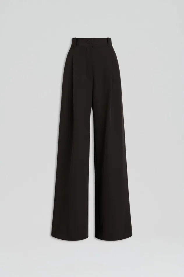 Trousers Women Scanlan Theodore PLEAT DRAPE LEG TROUSER Black Trousers Women Scanlan Theodore PLEAT DRAPE LEG TROUSER Black