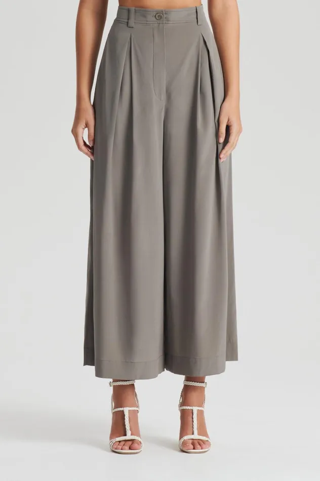Trousers Women Scanlan Theodore SILK CROP TROUSER Taupe Trousers Women Scanlan Theodore SILK CROP TROUSER Taupe