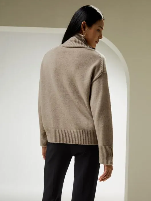 Turtleneck RelaxedFit Cashmere Sweater Women Lilysilk Knitwear