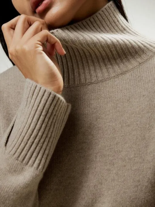 Turtleneck RelaxedFit Cashmere Sweater Women Lilysilk Knitwear