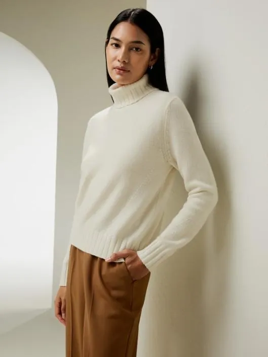 Turtleneck Sweater With Rib Hemline Women Lilysilk Knitwear
