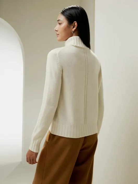 Turtleneck Sweater With Rib Hemline Women Lilysilk Knitwear