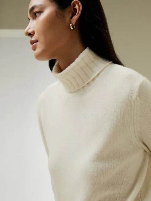 Turtleneck Sweater With Rib Hemline Women Lilysilk Knitwear