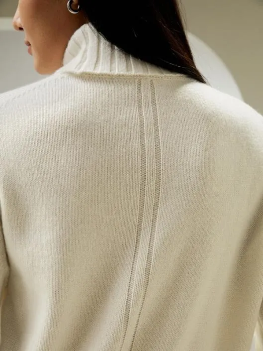Turtleneck Sweater With Rib Hemline Women Lilysilk Knitwear