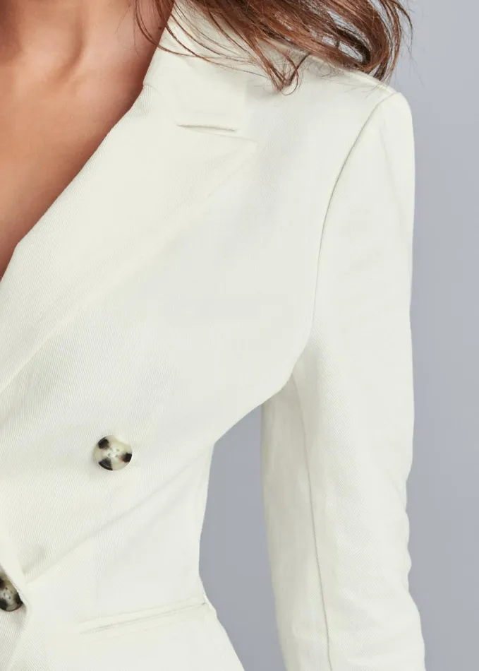 Twill ButtonFront Blazer White Women VENUS Blazers