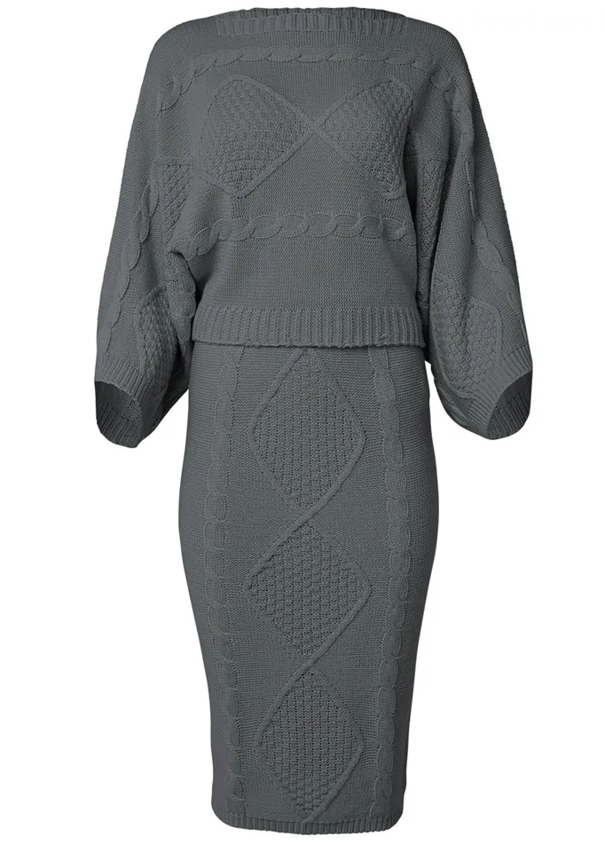 TwoPiece Sweater Dress Dark Grey Women VENUS Midi Dresses