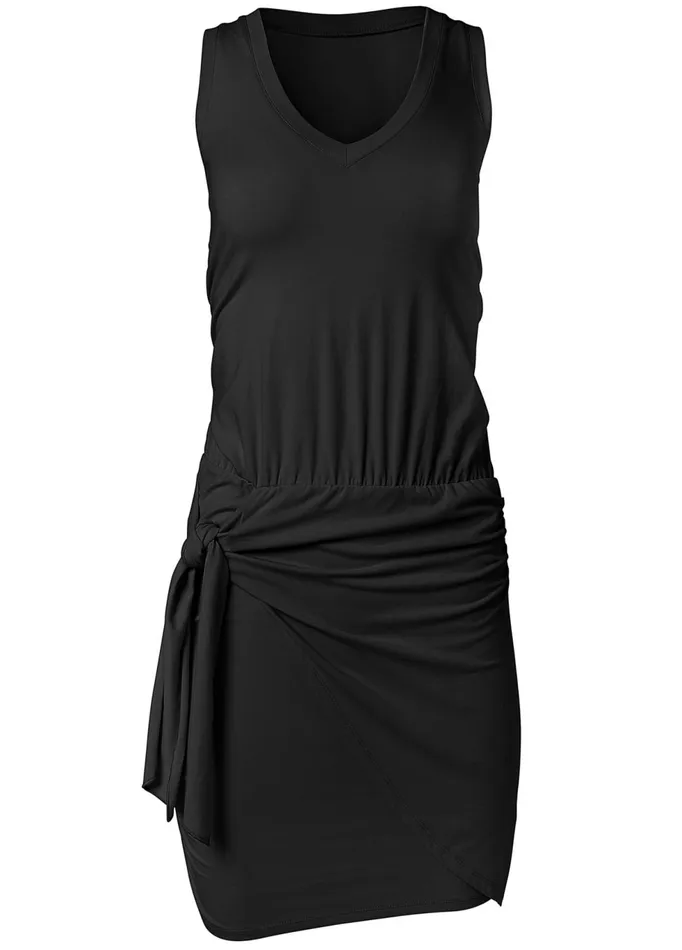 VNECK SIDE WRAP MINI DRESS Black Women VENUS Casual Dresses