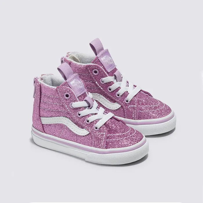 Vans Classics Kids Toddler Glitter Sk8Hi Zip Shoes 14 Years Purple