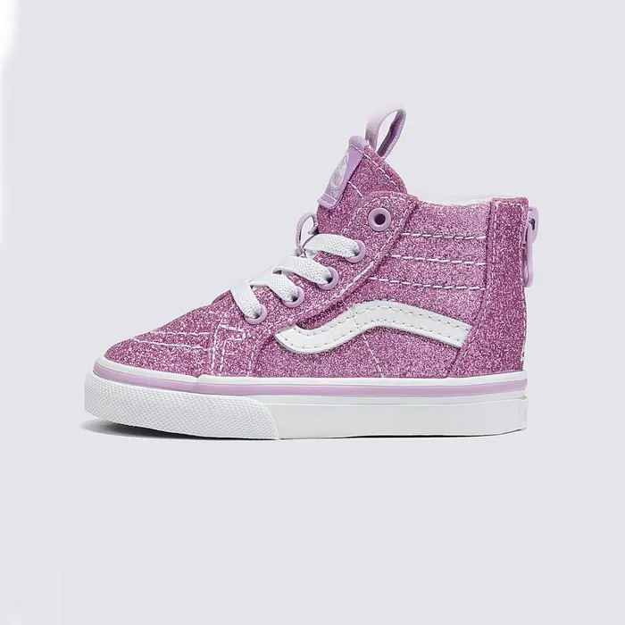 Vans Classics Kids Toddler Glitter Sk8Hi Zip Shoes 14 Years Purple