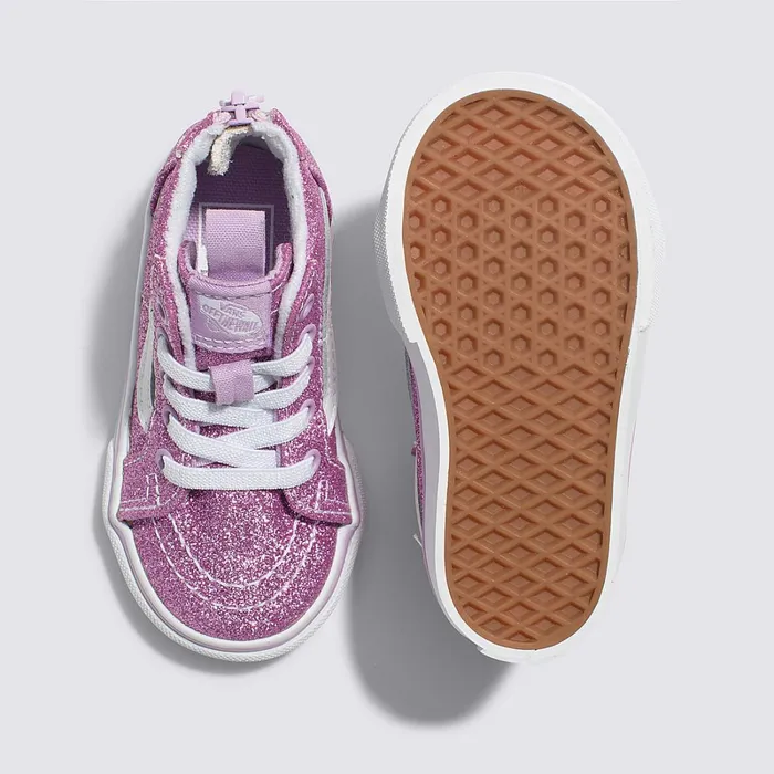 Vans Classics Kids Toddler Glitter Sk8Hi Zip Shoes 14 Years Purple