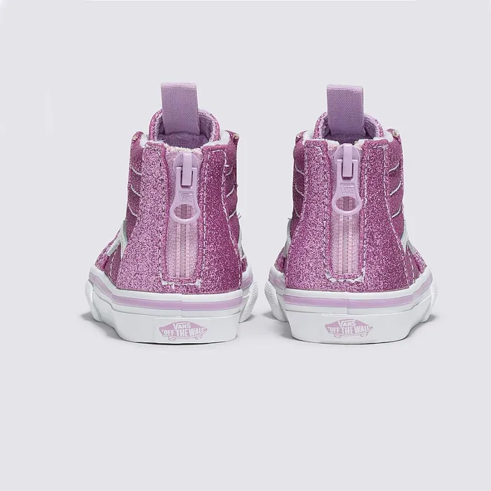 Vans Classics Kids Toddler Glitter Sk8Hi Zip Shoes 14 Years Purple