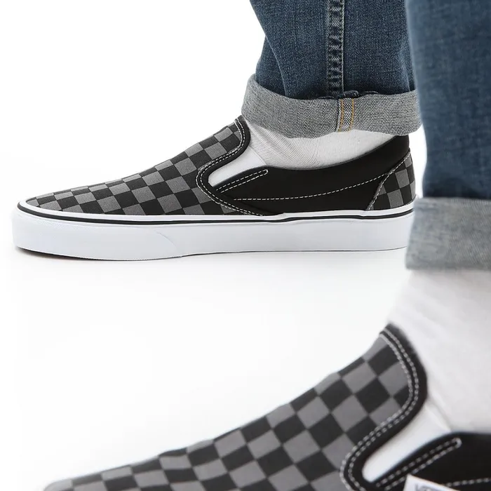 Vans Classics Men Checkerboard Classic SlipOn Shoes Black Grey