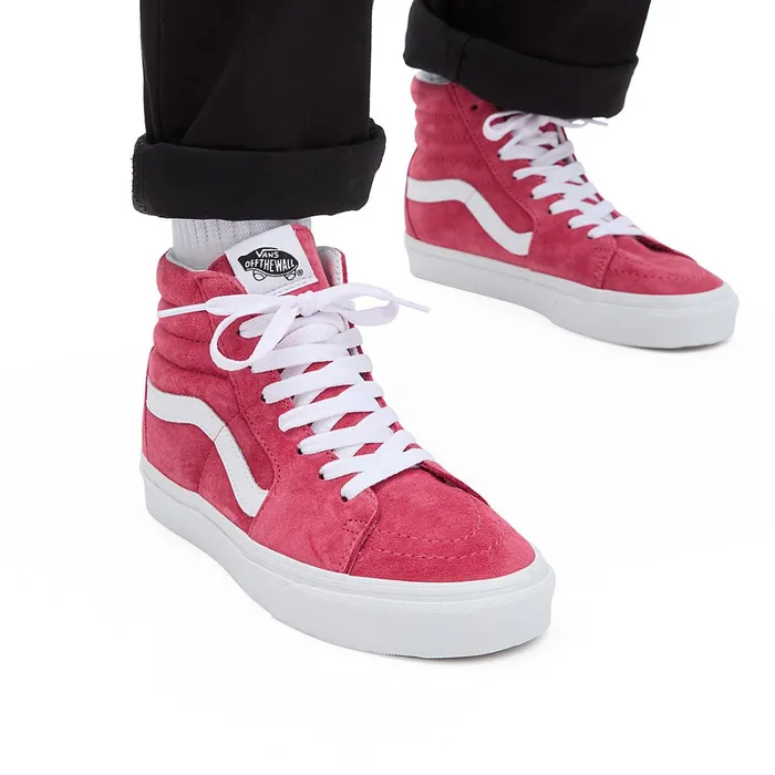 Vans HiTop Shoes Women Pig Suede Sk8Hi Shoes Red