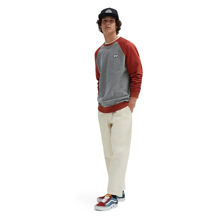 Vans Hoodies and Sweatshirts Men Rutland IIII Crew Sweatshirt Red Grey