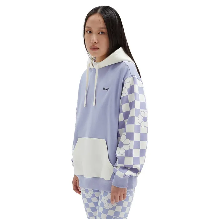 Vans Hoodies and Sweatshirts Women Floral Check Blousant Pullover Hoodie Purple