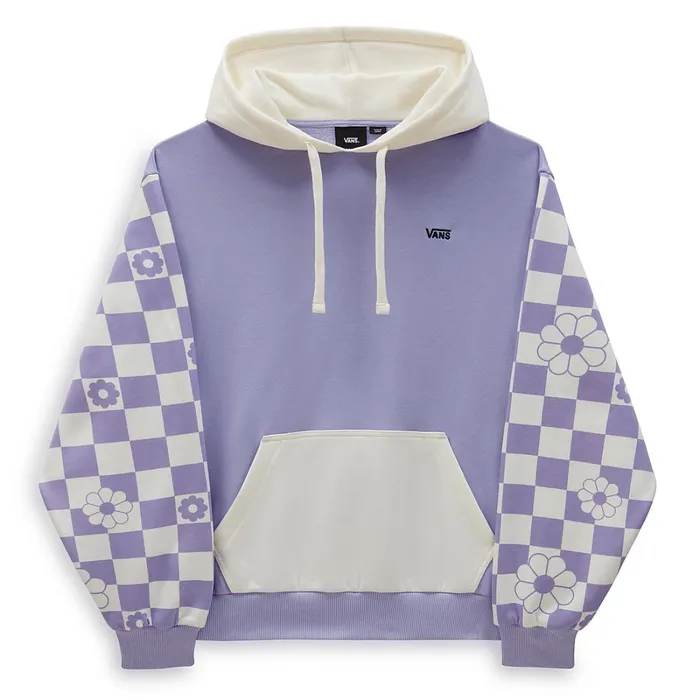 Vans Hoodies and Sweatshirts Women Floral Check Blousant Pullover Hoodie Purple