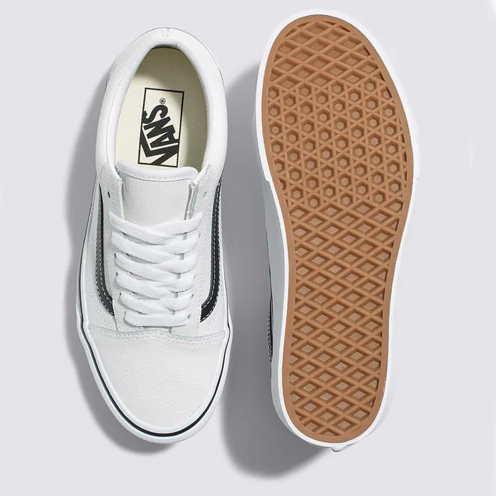 Vans Platform Shoes Women Old Skool Stackform Leather Shoes White