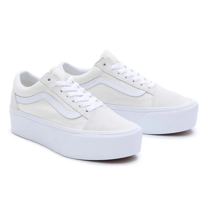 Vans Platform Shoes Women Old Skool Stackform Shoes White