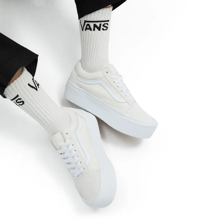 Vans Platform Shoes Women Old Skool Stackform Shoes White