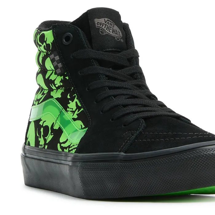 Vans Skate Shoes Women Skate Sk8Hi Glow Skulls Shoes Green