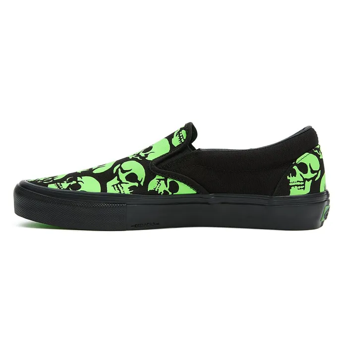 Vans Skate Shoes Women Skate SlipOn Glow Skulls Shoes Green