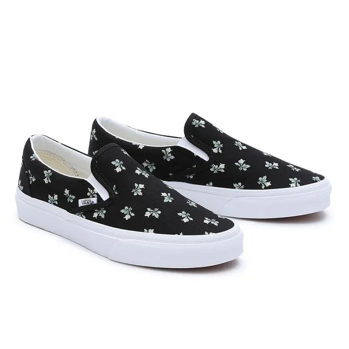 Vans Slipon Shoes Women Floral Classic SlipOn Shoes Black