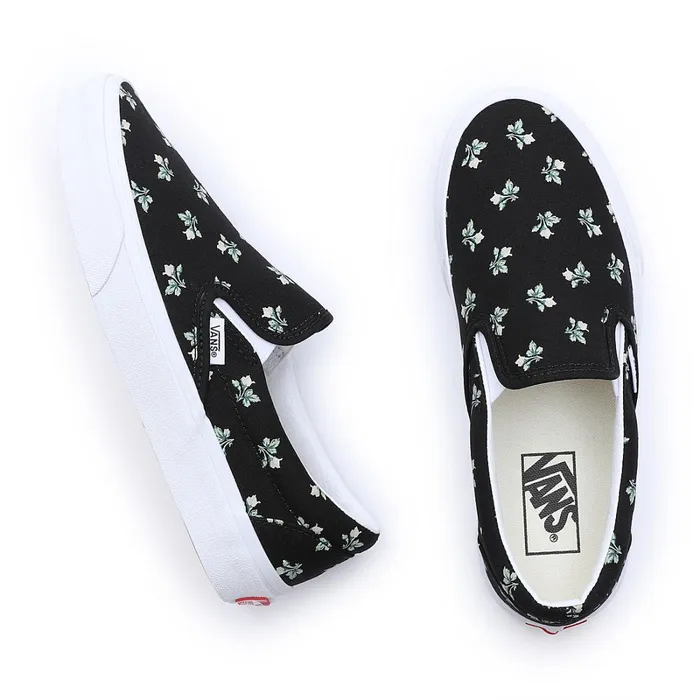 Vans Slipon Shoes Women Floral Classic SlipOn Shoes Black