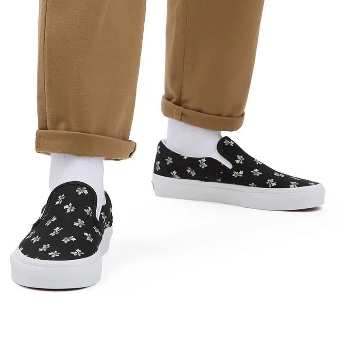 Vans Slipon Shoes Women Floral Classic SlipOn Shoes Black