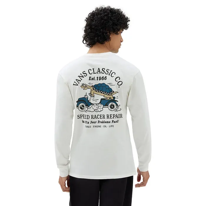 Vans Tshirts and Tanks Men Turtle Racer Repair Long Sleeve TShirt White