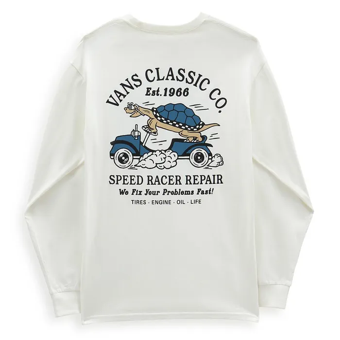 Vans Tshirts and Tanks Men Turtle Racer Repair Long Sleeve TShirt White